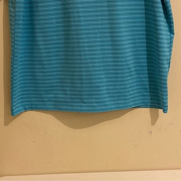 Under Armour Shirt Mens Large Teal Striped Performance Polo Shirt Stretch - Picture 5 of 11